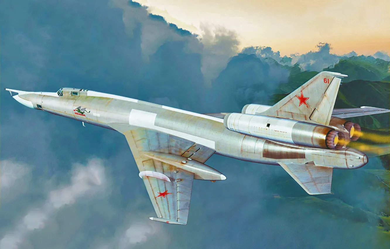 Photo wallpaper bomber, art, airplane, aviation, jet, Tupolev Tu-22