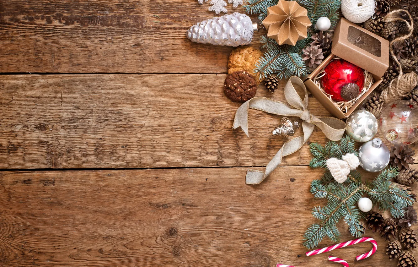 Photo wallpaper decoration, new year, Christmas, Christmas, wood, New Year, Xmas, decoration