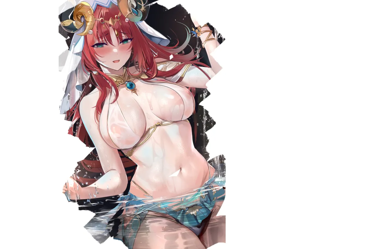 Photo wallpaper girl, hot, sexy, wet, hot girl, boobs, anime, babe