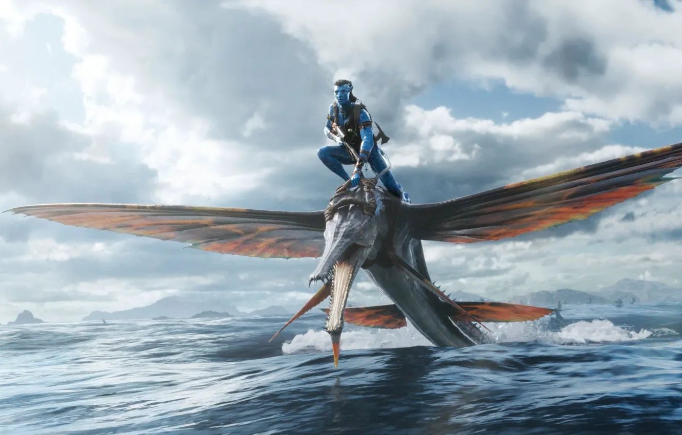 Photo wallpaper fantasy, Jake Sully, action, Sam Worthington, 2022, Samuel Worthington, Avatar: The Way of Water, Avatar: …