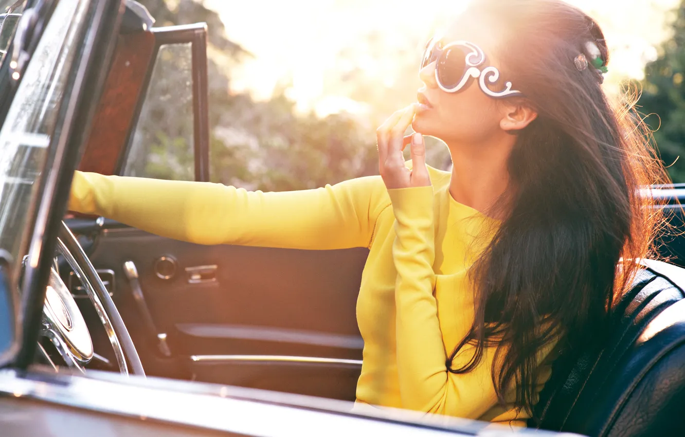 Photo wallpaper girl, actress, glasses, Nina Dobrev, Nina Dobrev