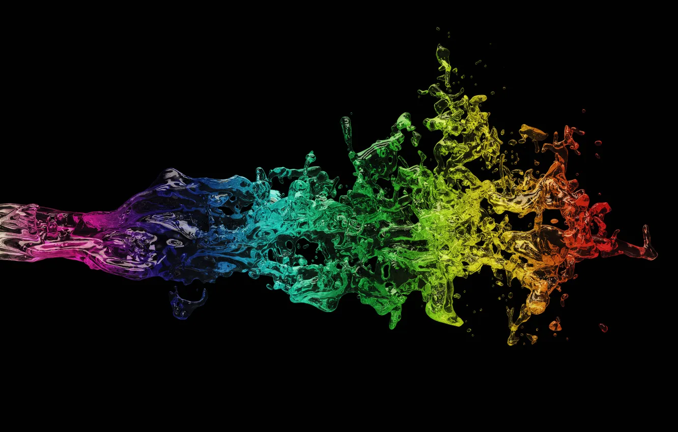 Photo wallpaper liquid, colorful, black background