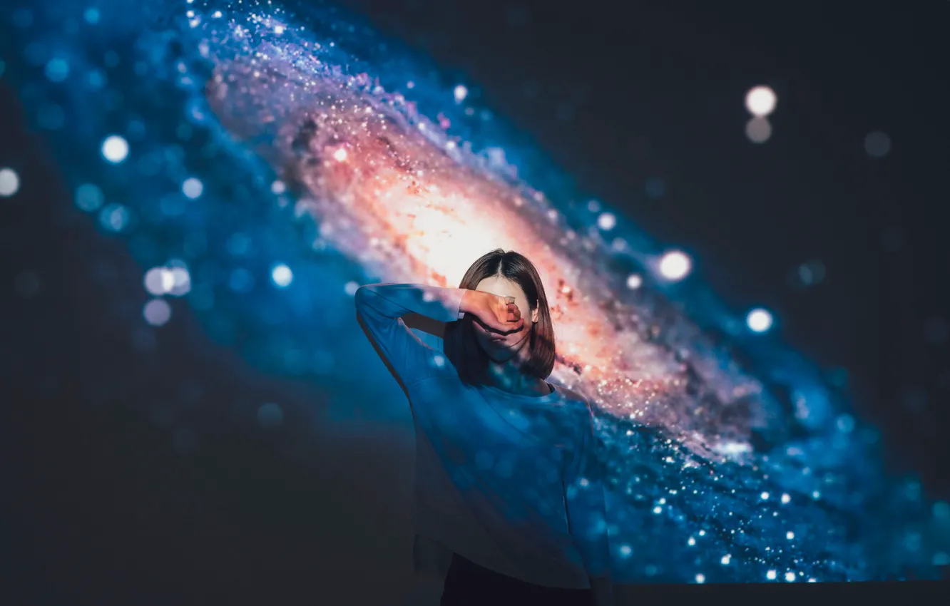 Photo wallpaper girl, space, background, the universe, space, universe, girl, background