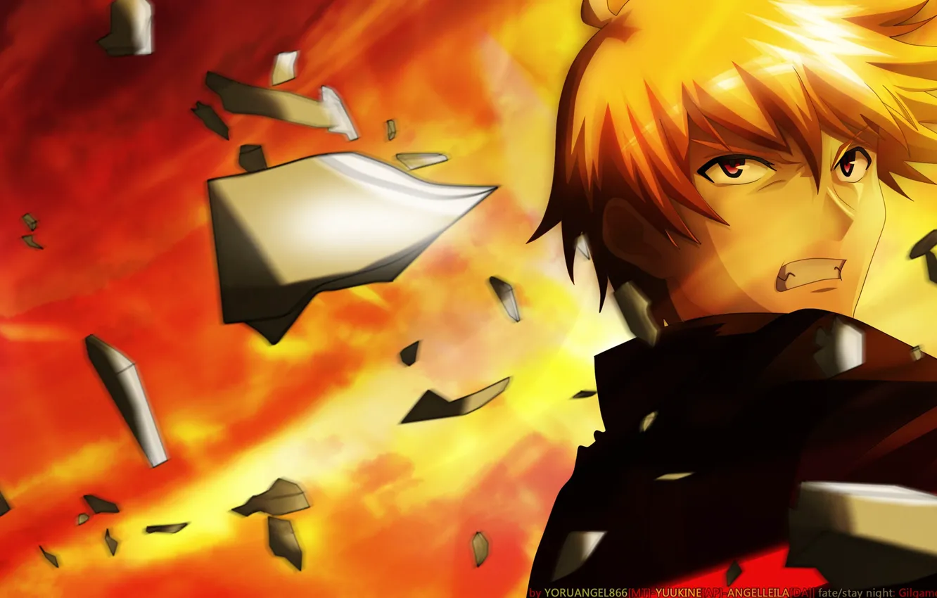 Photo wallpaper fragments, movement, anger, guy, Gilgamesh, Fate stay night, Fate / Stay Night