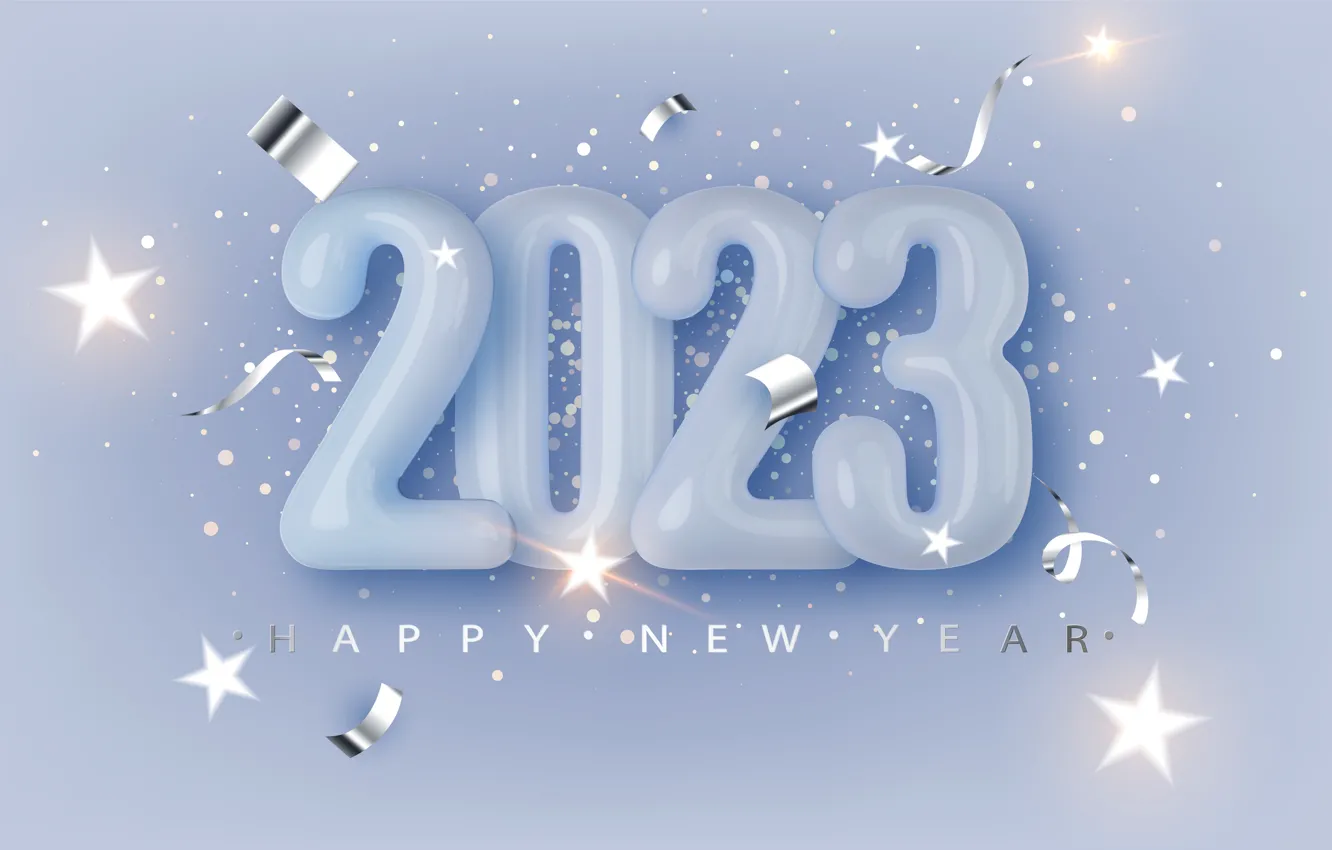 Photo wallpaper stars, lights, the inscription, silver, Shine, new year, figures, blue background