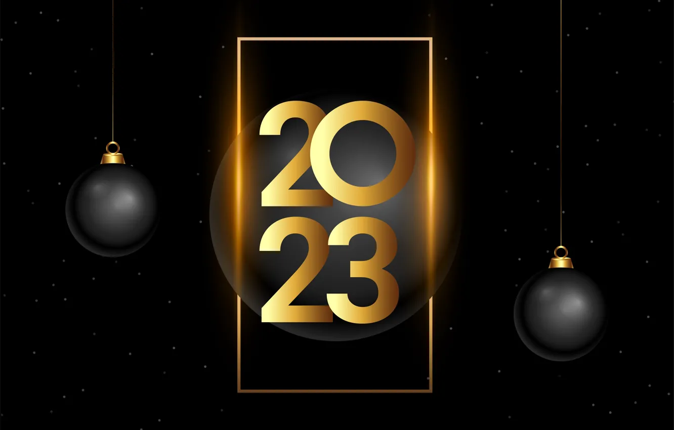 Photo wallpaper balls, lights, balls, black, new year, point, frame, figures