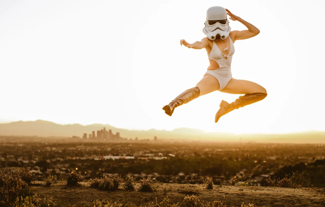 Photo wallpaper United States, jump, California, downtown, sunny, Stormtrooper, Los Angels