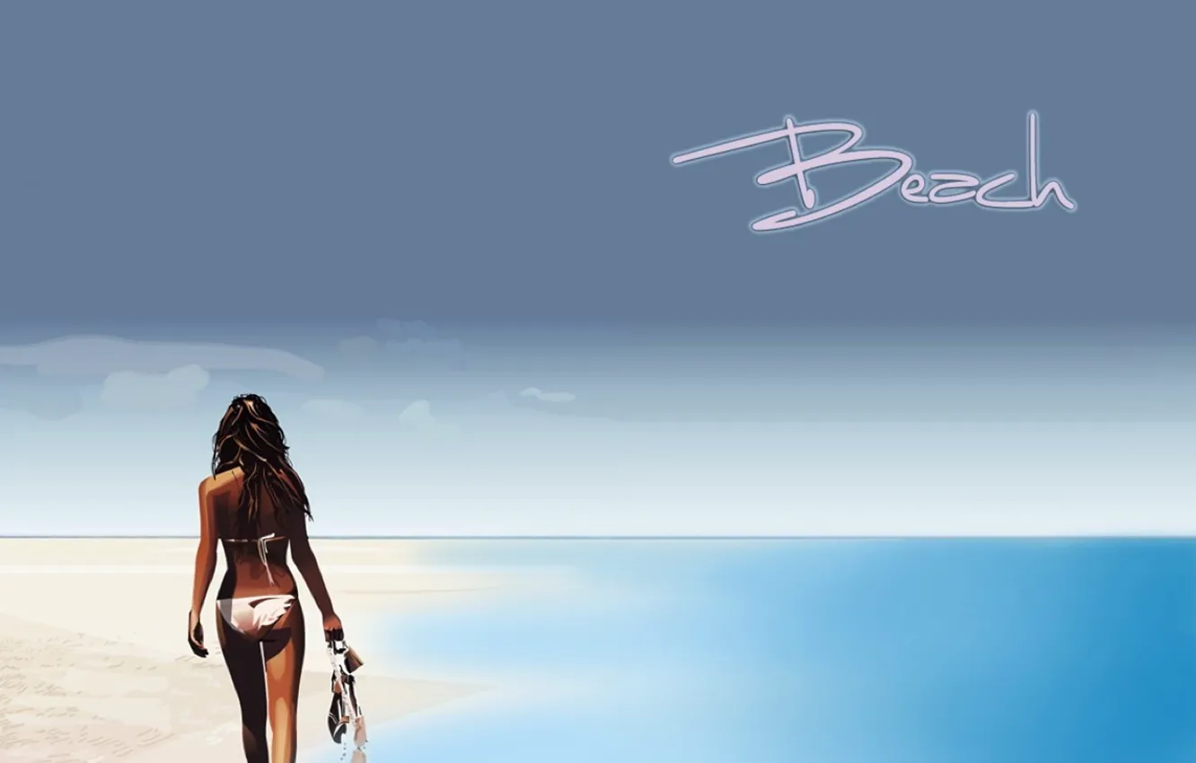 Photo wallpaper sea, minimalism, vector