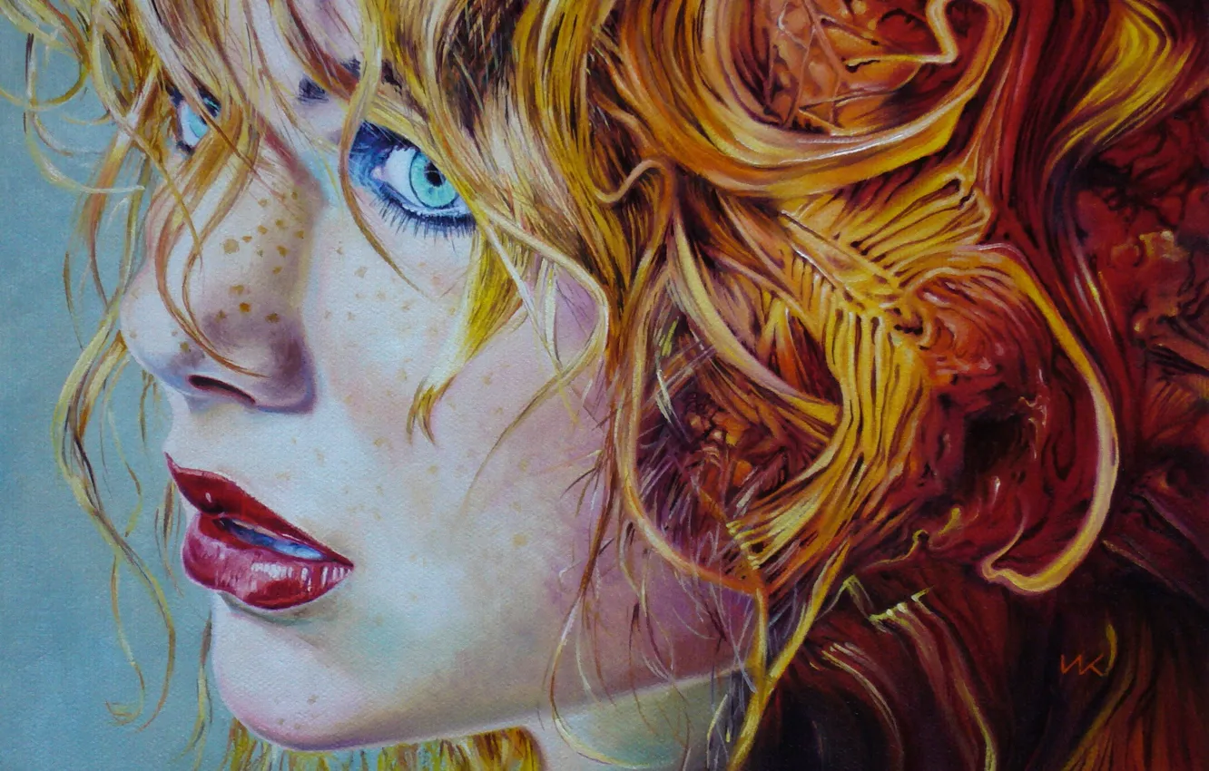 Photo wallpaper girl, portrait, freckles, Vladimir Kuklinski