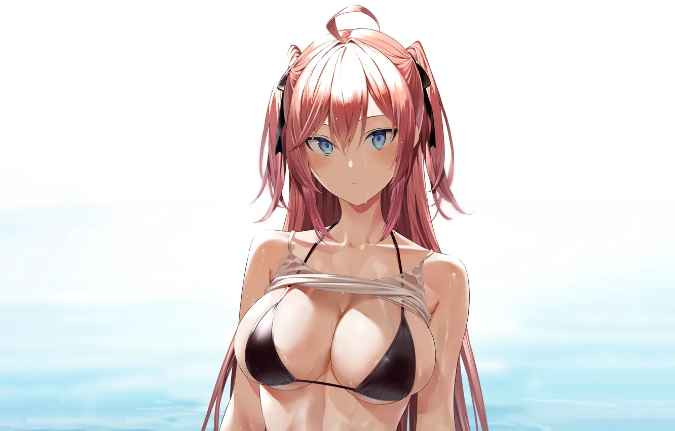 Photo wallpaper girl, sexy, cleavage, long hair, boobs, anime, beautiful, pretty