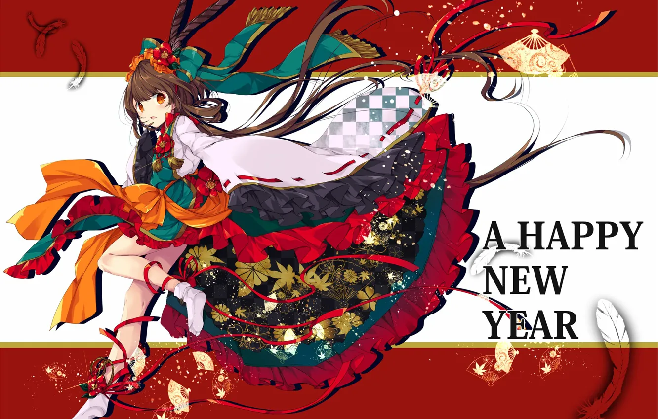 Photo wallpaper kawaii, girl, woman, anime, happy new year, brunette, asian, japanese