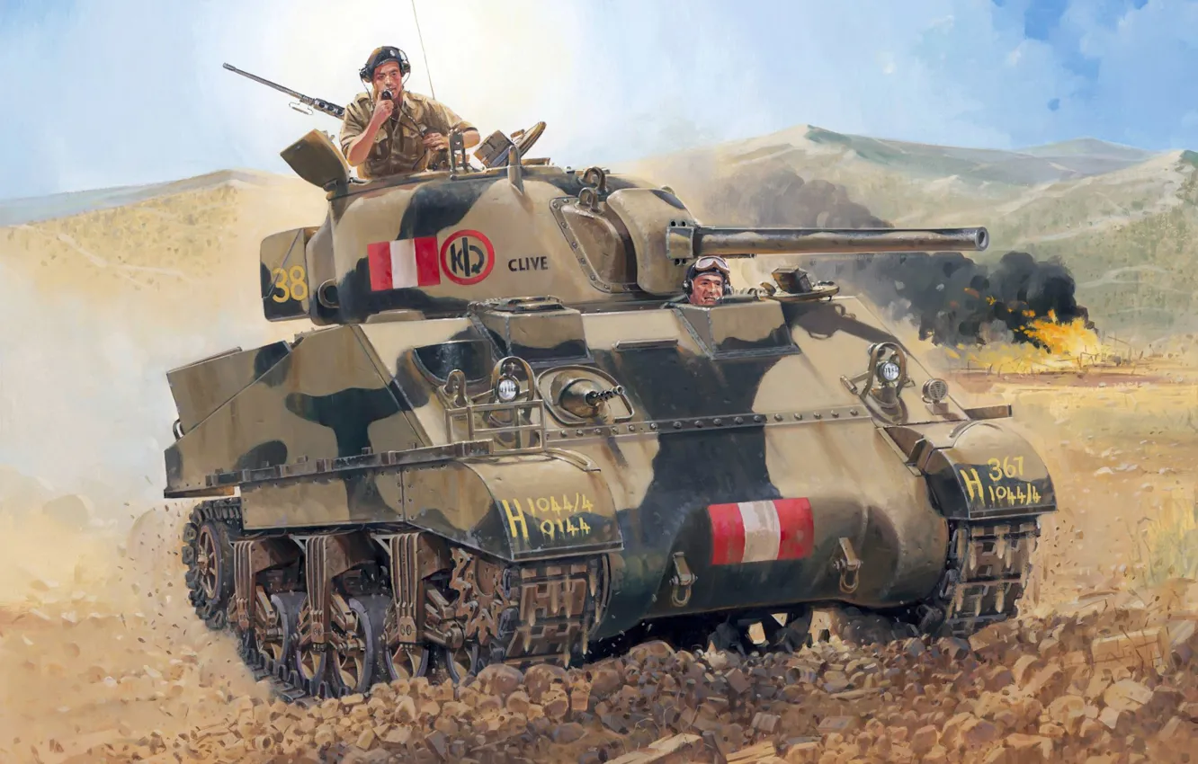 Photo wallpaper art, tank, the second world, the battle, American, British, british, average