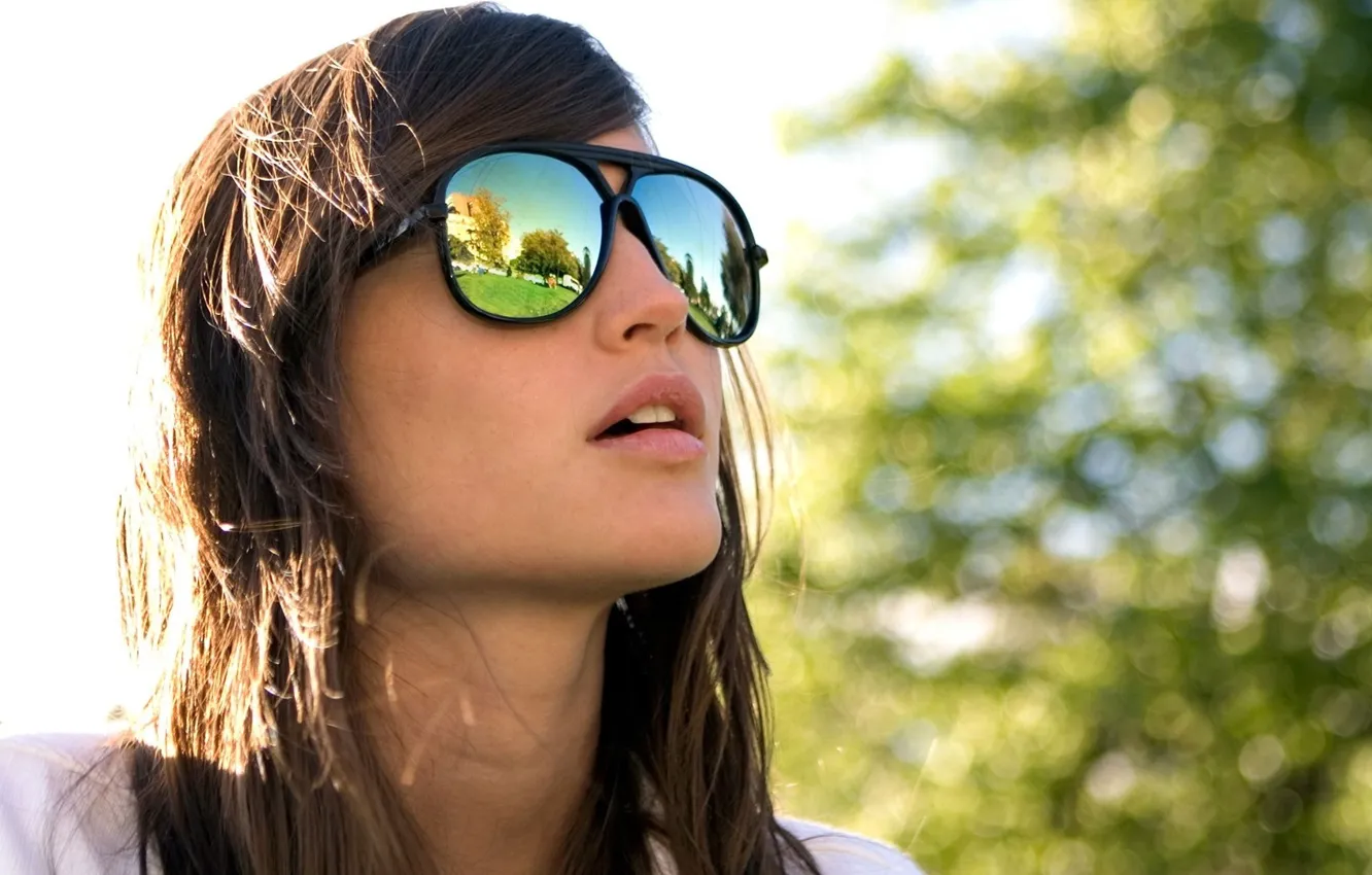 Photo wallpaper girls, face, 1920x1080, brunette, sunglasses