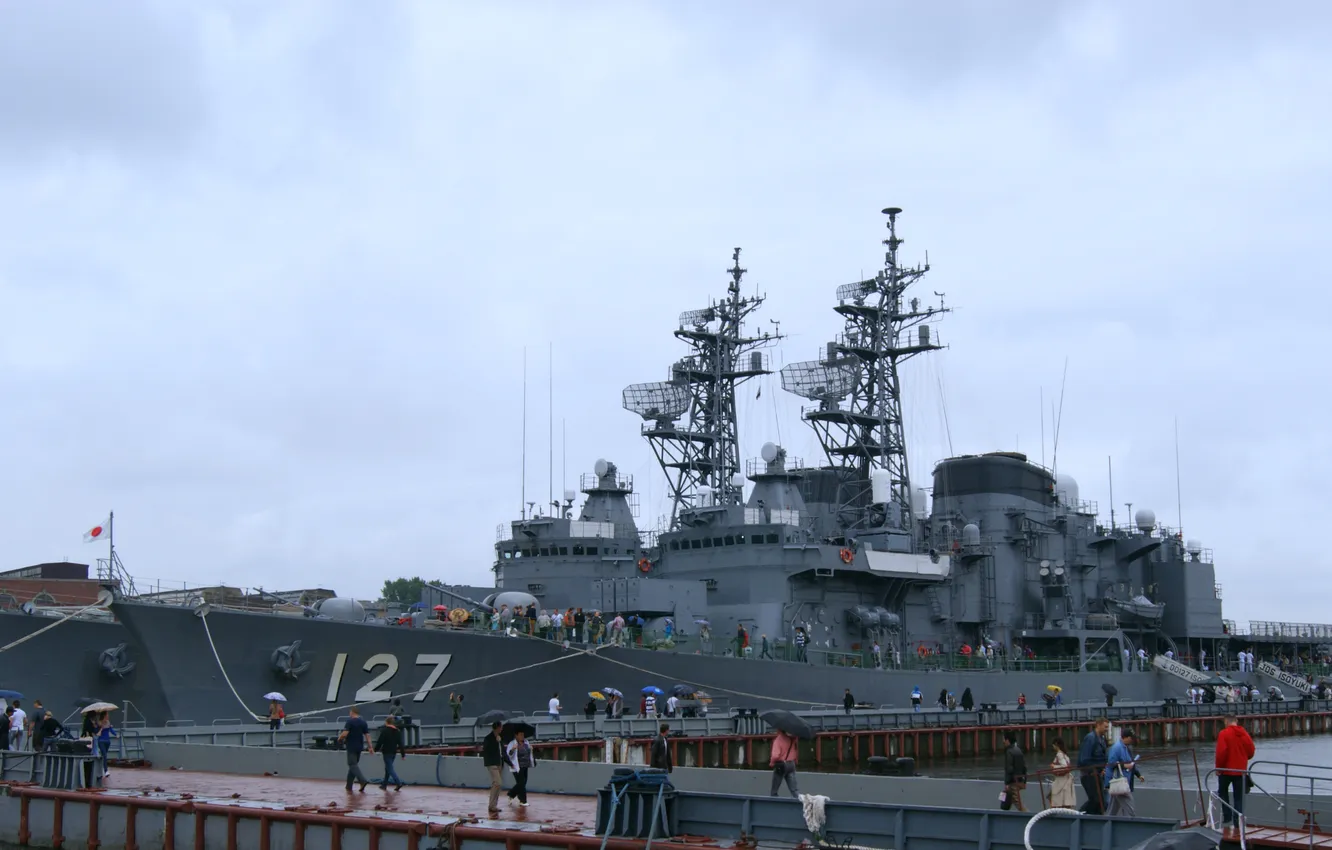 Photo wallpaper Japan, destroyer, visit, Visit, JS Isoyuki