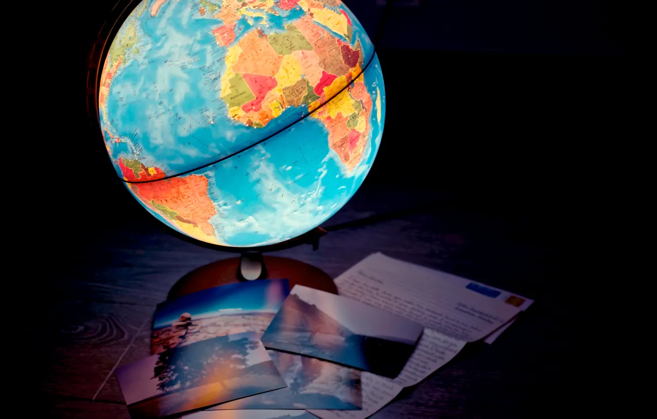 Photo wallpaper lamp, map, lamp, globe