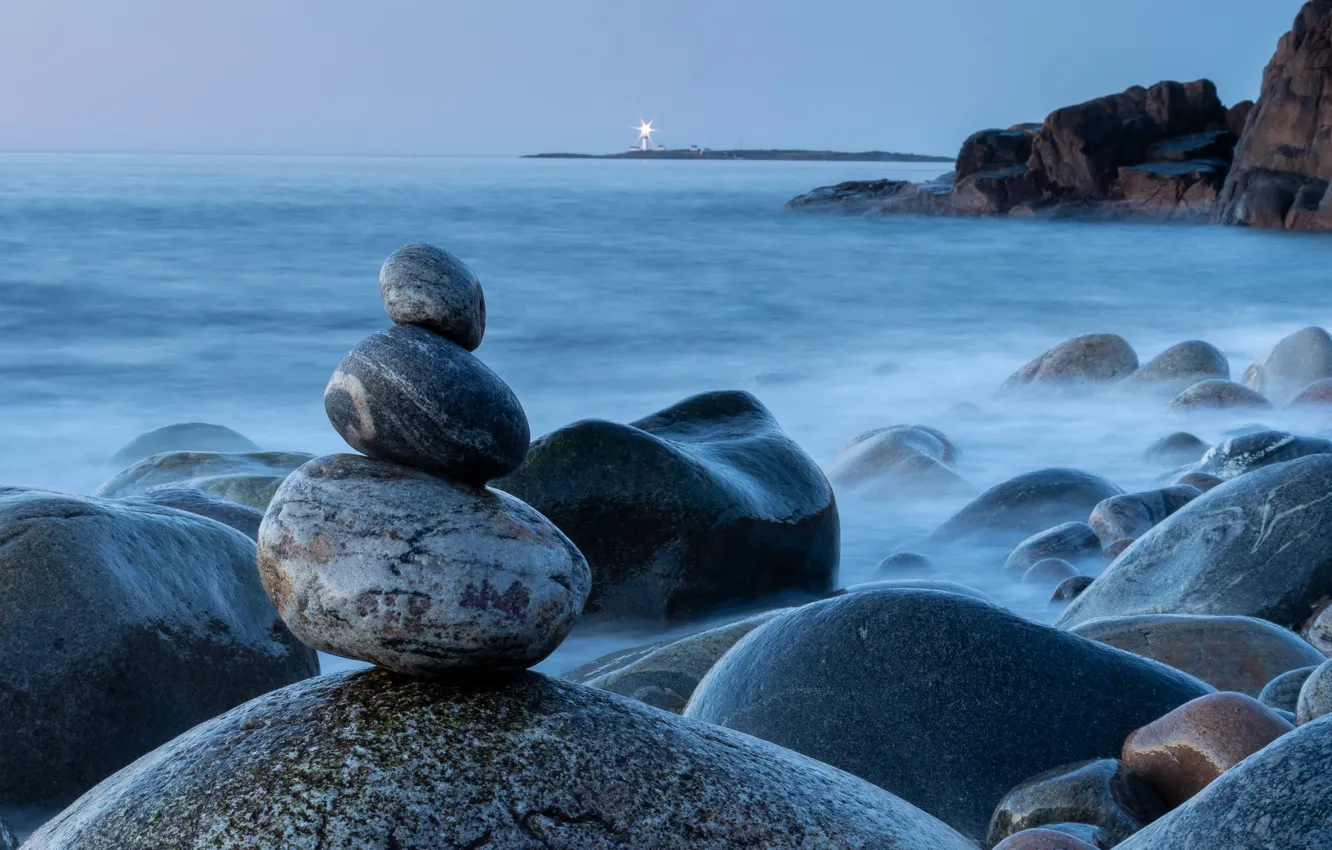 Photo wallpaper sea, stones, shore