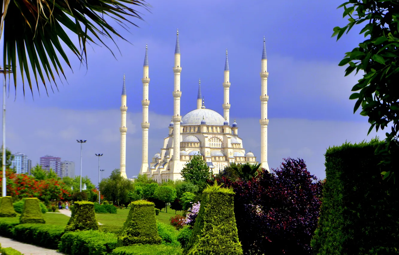 Photo wallpaper Park, architecture, Turkey, park, Turkey, architecture, Mosque, Adana