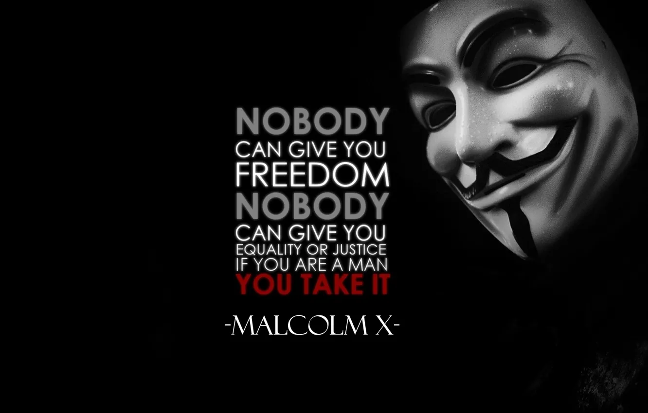 Photo wallpaper the inscription, mask, quote, anonymous, Anonymous