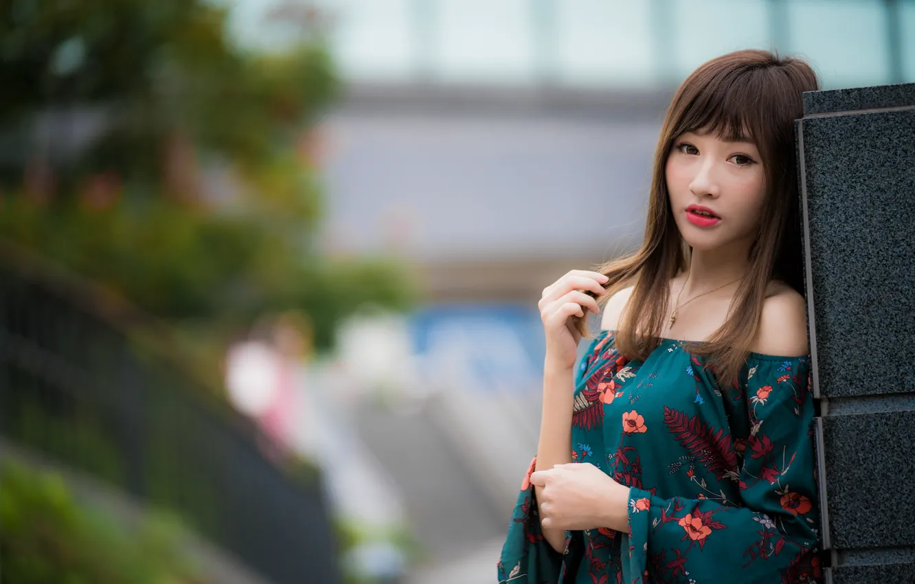 Photo wallpaper look, girl, Asian, cutie