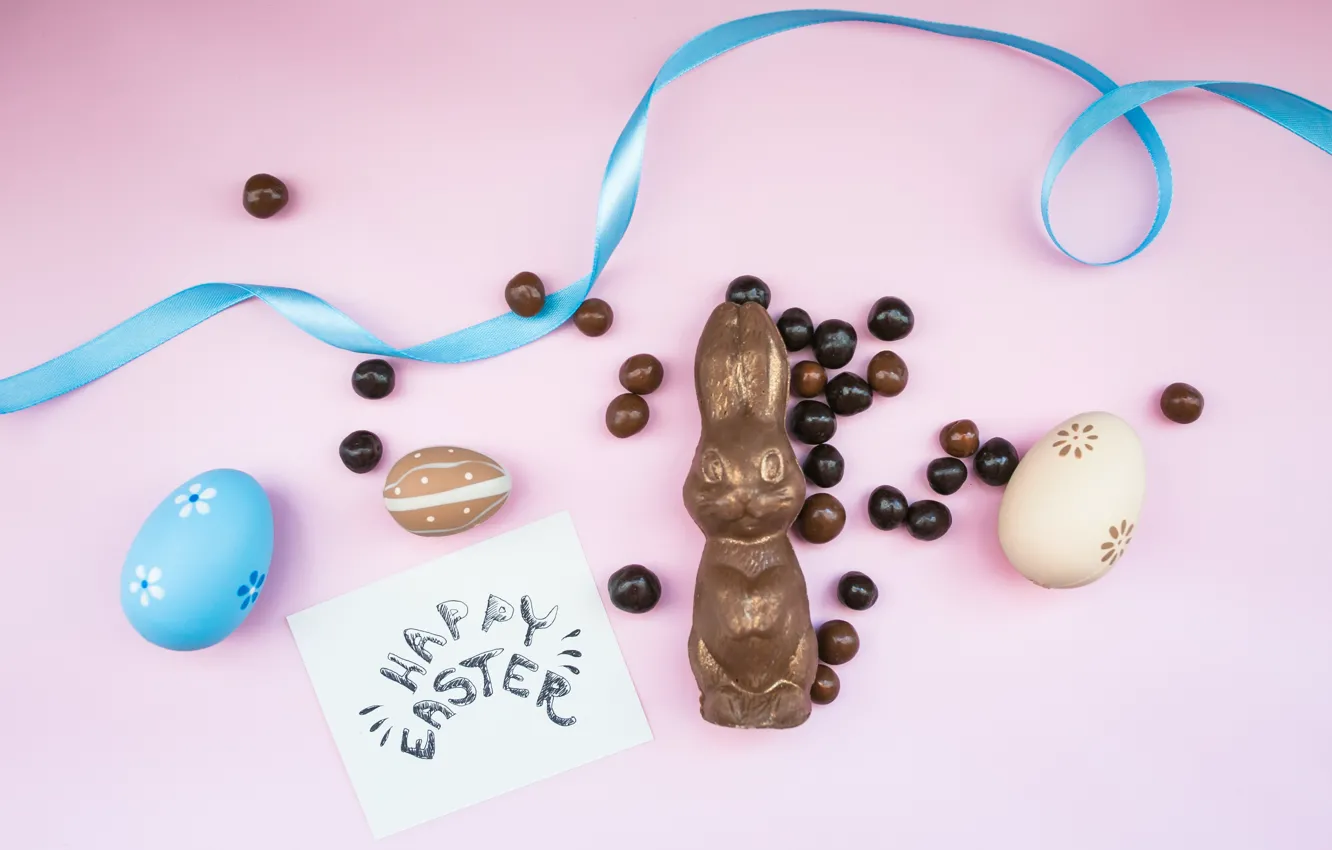 Photo wallpaper chocolate, eggs, Tape, candy, Easter, Holiday, chocolate Bunny, Socket