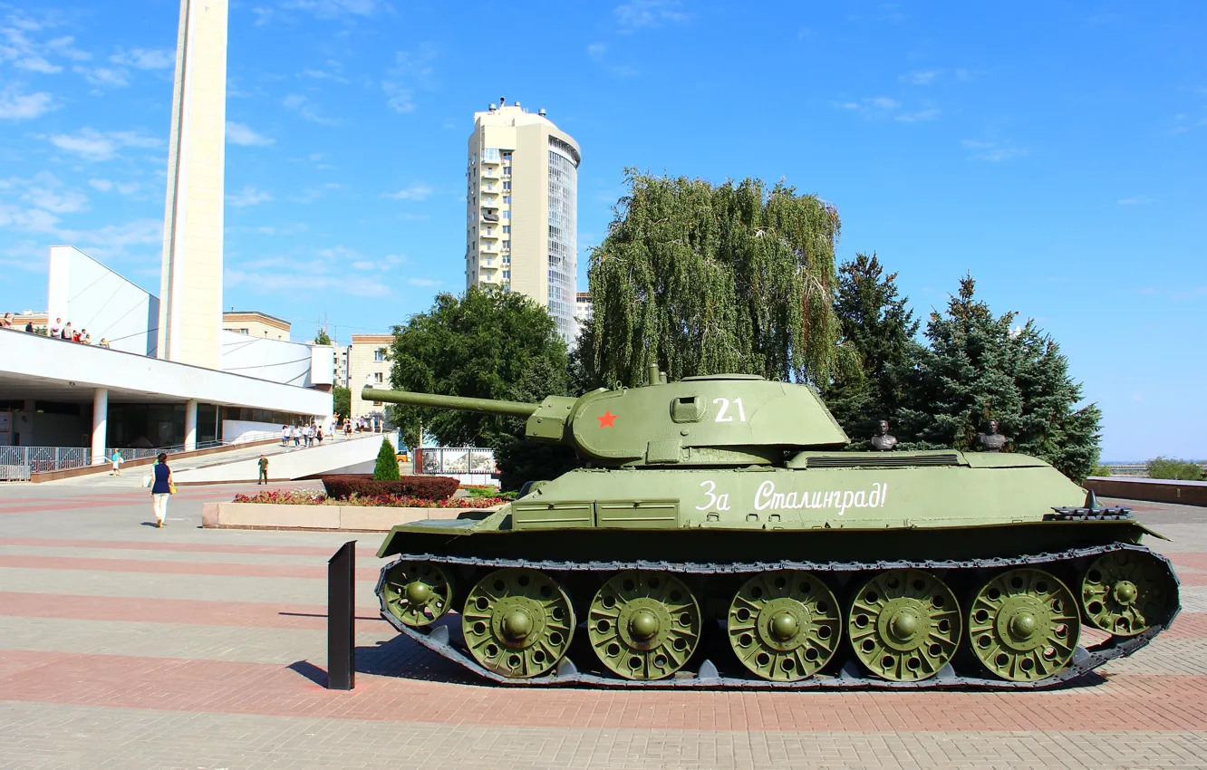 Photo wallpaper tank, side, T-34-76, Volgograd, Volgograd, Museum-panorama of the Battle of Stalingrad