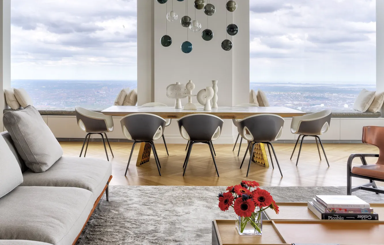 Photo wallpaper interior, megapolis, living room, dining room, 432 Park Avenue Apartment, by Axis Mundi