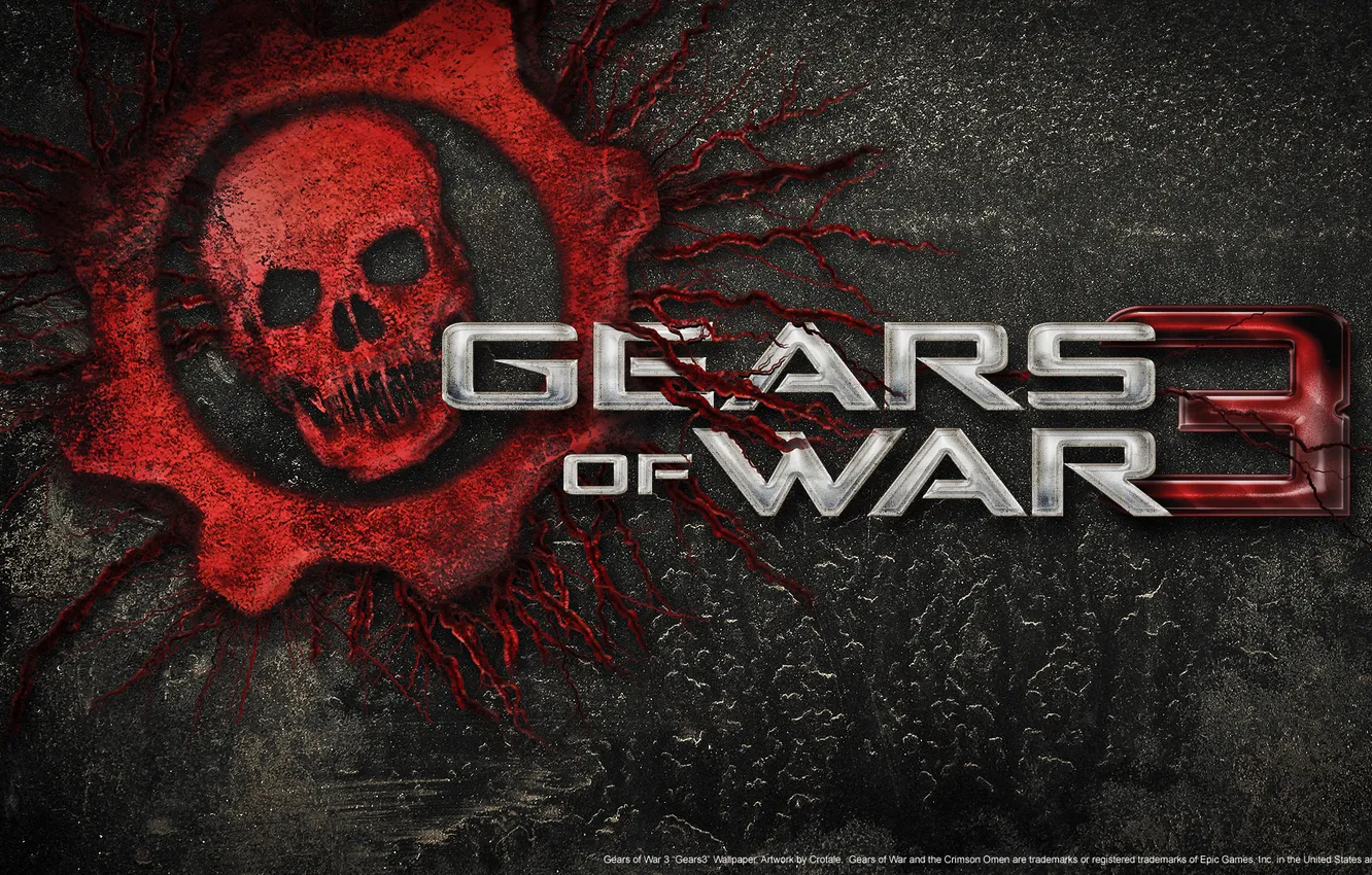 Photo wallpaper blood, skull, gear, Gears of War 3