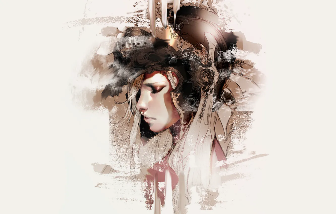 Photo wallpaper girl, helmet, profile