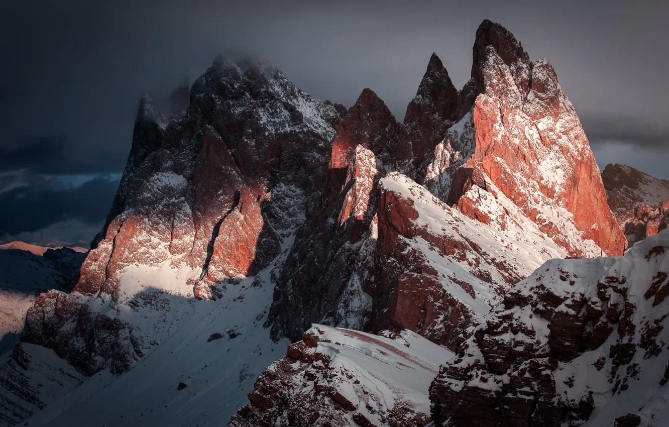 Photo wallpaper winter, snow, mountains, Alps