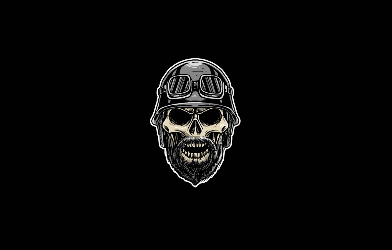 Photo wallpaper Minimalism, Figure, Skull, Style, Helmet, Background, Fantasy, Beard