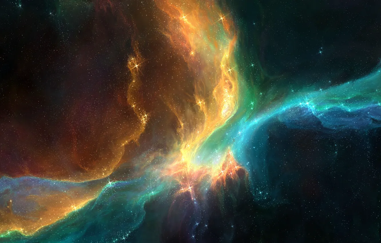 Photo wallpaper space, stars, lights, galaxy, nebula, Like the Pheonix