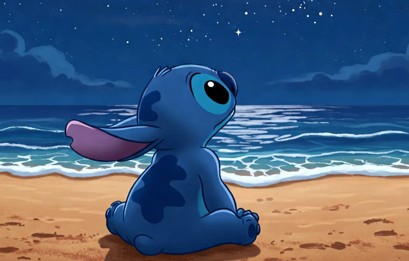 Photo wallpaper sand, wave, foam, night, one, eyes, alien, alien