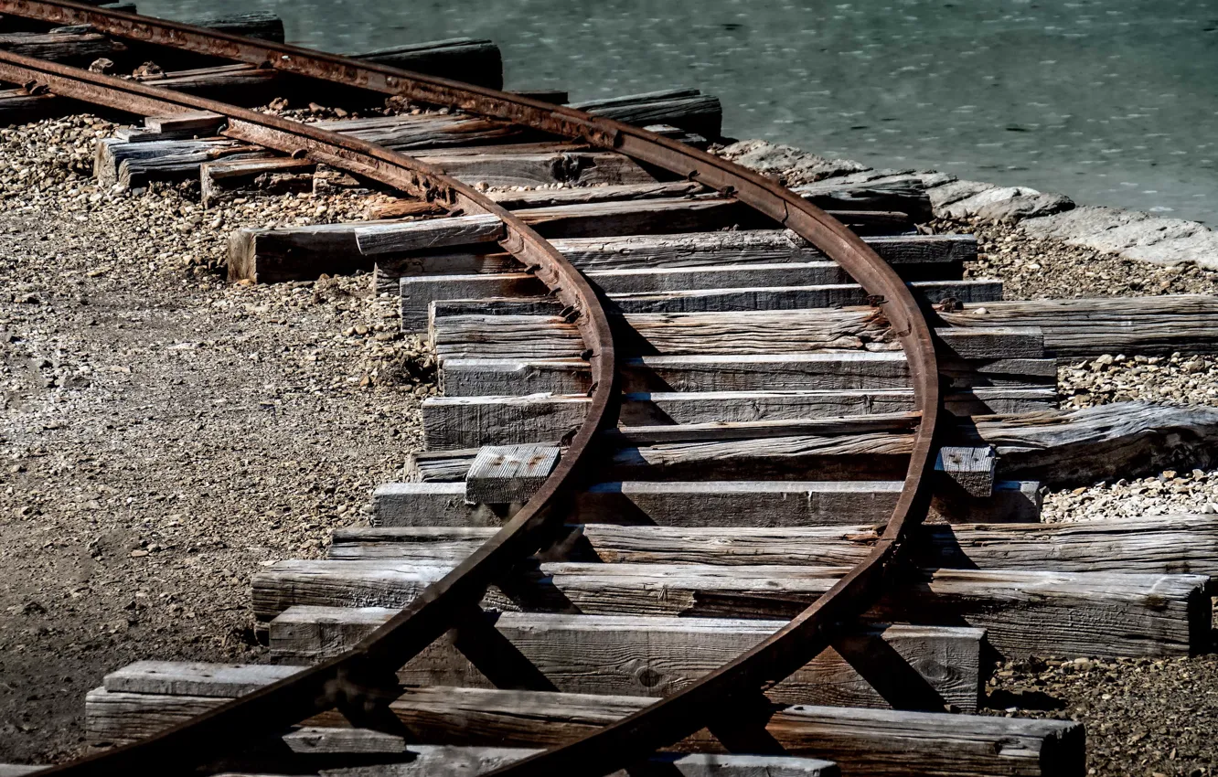 Photo wallpaper background, turn, railroad