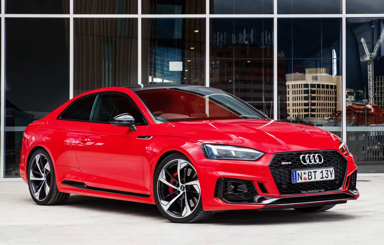 Photo wallpaper Audi, red, RS5, Coupe, 2018, RS 5