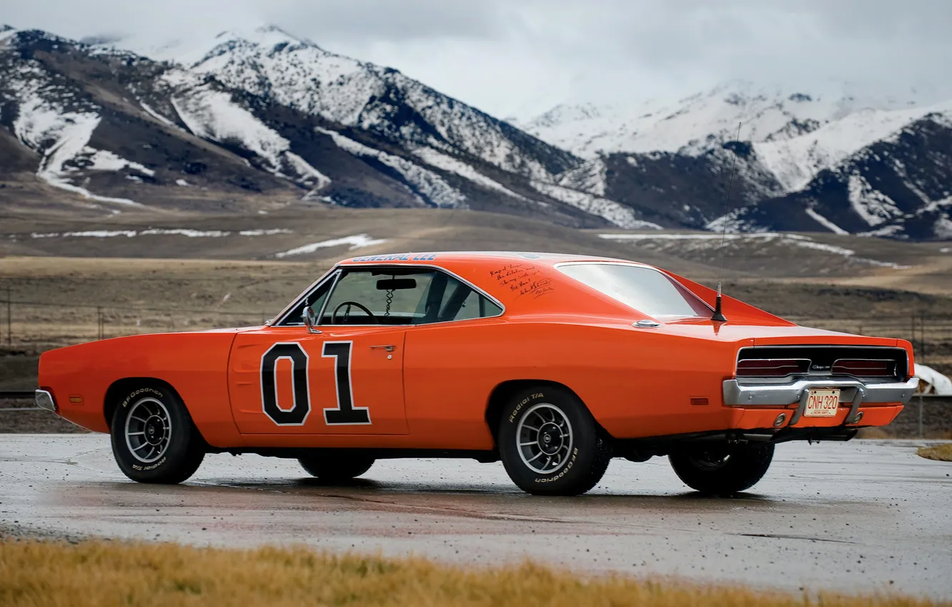 Photo wallpaper orange, 1969, Dodge, muscle car, Dodge, rear view, Charger, muscle car