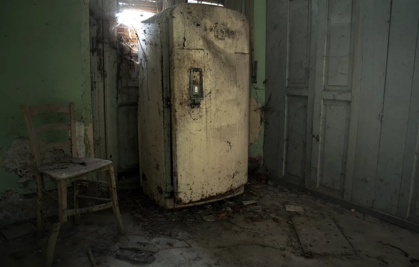 Photo wallpaper room, refrigerator, chair