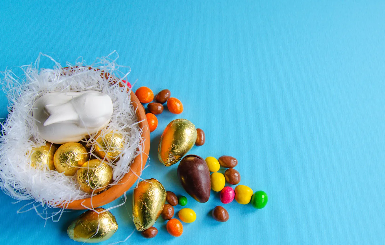 Photo wallpaper holiday, chocolate, eggs, rabbit, candy, figures