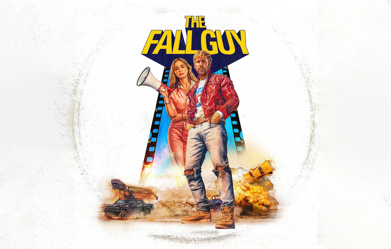 Photo wallpaper art, white background, action, poster, Emily Blunt, Emily Blunt, Comedy, stuntman