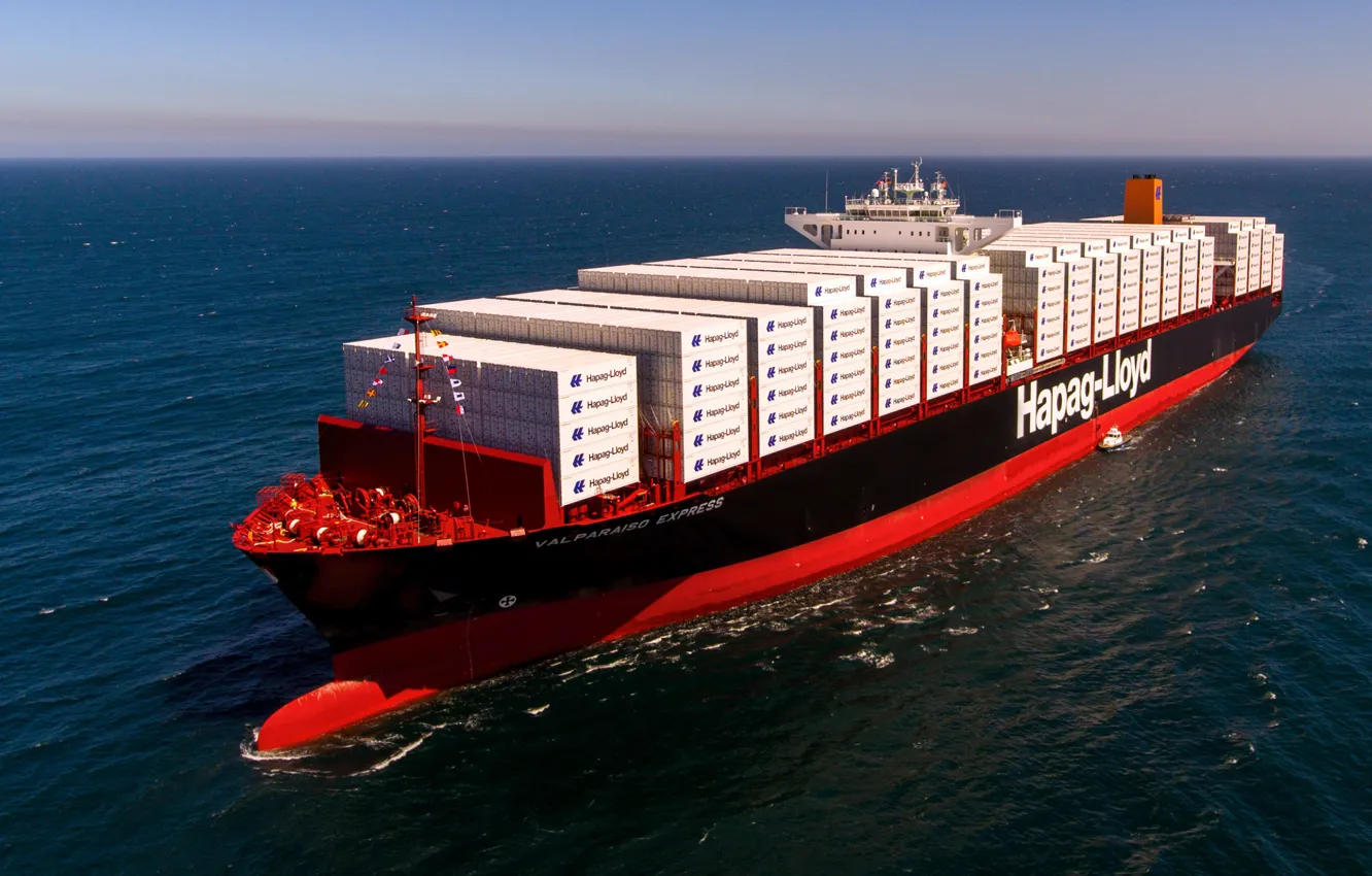 Photo wallpaper sea, boat, The ship, Cargo, A container ship, Tank, The pilot, Hapag-Lloyd