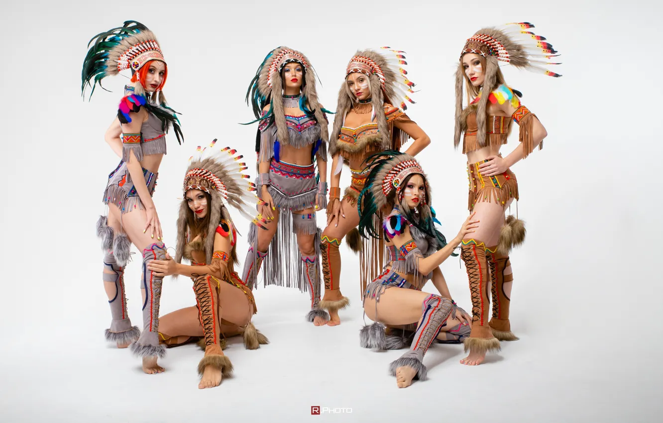 Photo wallpaper girl, pose, costume, light background, Vitaly Rychkov