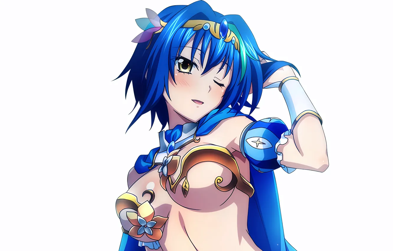 Photo wallpaper girl, sexy, cleavage, boobs, anime, beautiful, short hair, pretty