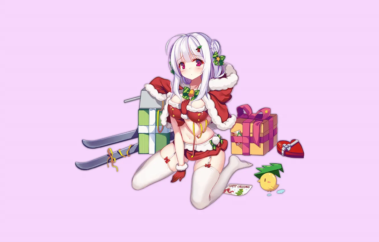 Photo wallpaper girl, sexy, Christmas, boobs, anime, beautiful, pretty, erotic