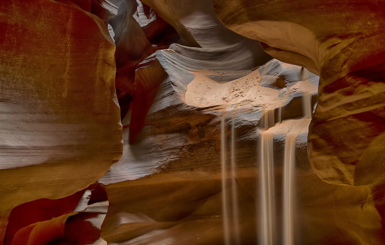 Photo wallpaper antelope canyon, Erosion, Sand Falls