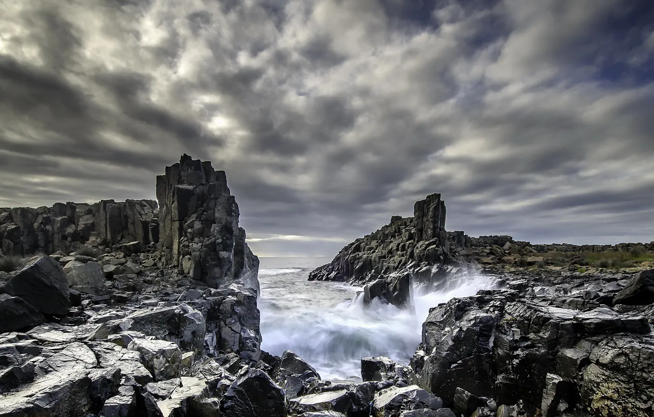 Photo wallpaper sea, landscape, rocks
