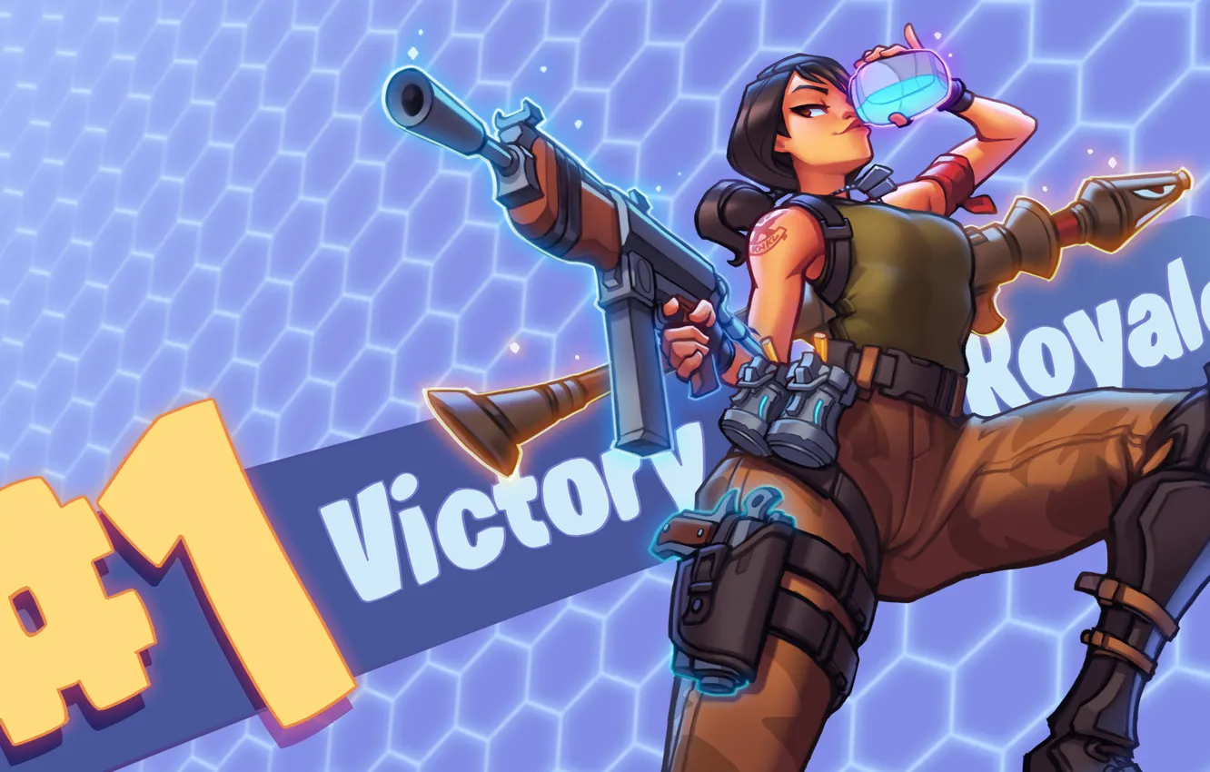 Photo wallpaper epic, Fortnite, Battle Royale, victory royale