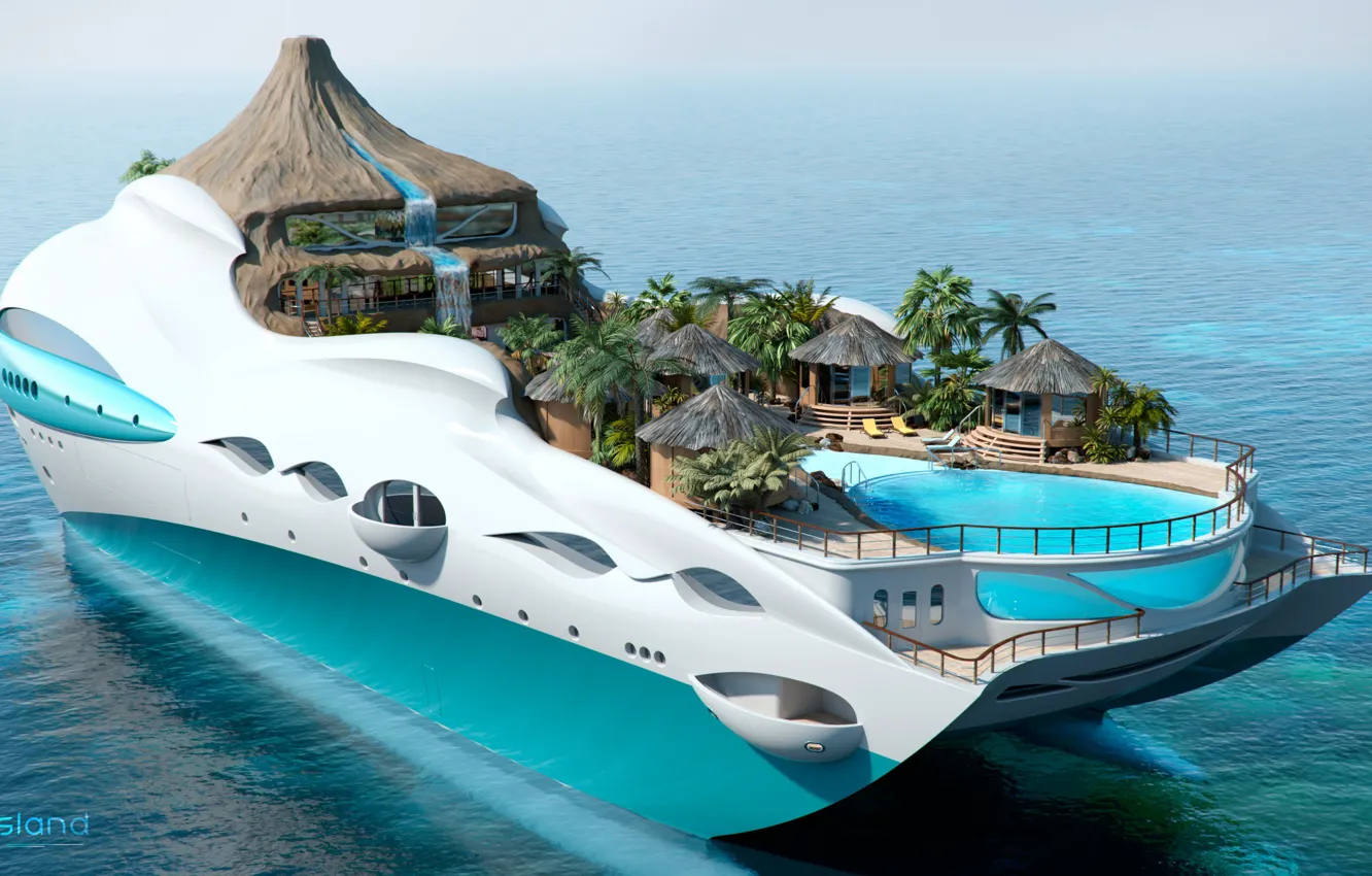 Photo wallpaper the project, futuristic, superyacht, the yacht-island, gesign, Yacht island, tip 3