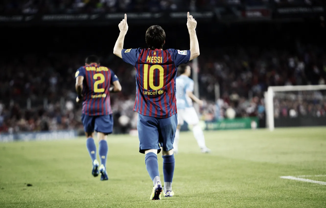 Photo wallpaper Lionel Messi, the celebration, FC Barcelona, Dani Alves