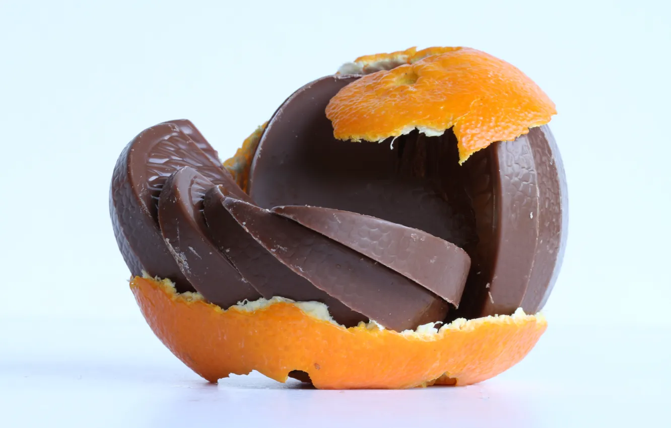 Photo wallpaper chocolate, citrus, slices, chocolate, peel, tangerines