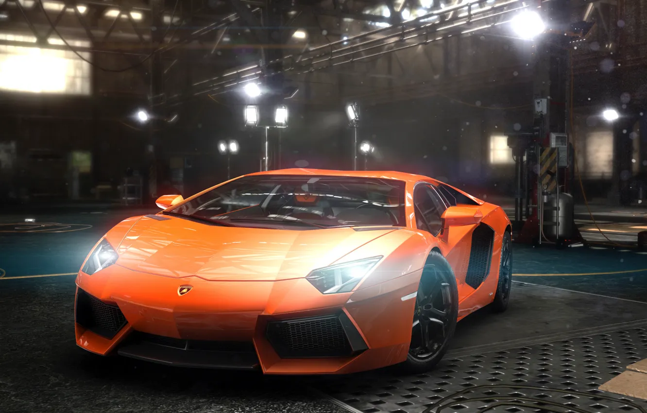 Photo wallpaper machine, Lamborghini, supercar, Aventador