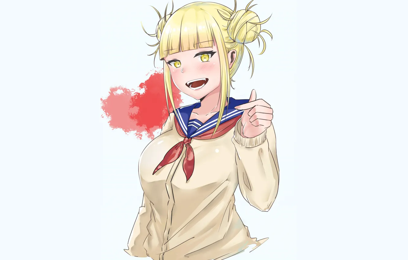 Photo wallpaper girl, blue background, Boku no Hero Academy, My hero Academy, My Hero Academia, Toga Himiko, …
